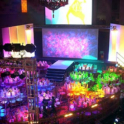 Gotham Hall's main gallery was filled with multicolored tables and a specially constructed stage for the Italian Jewelry Guild's annual gala evening.
