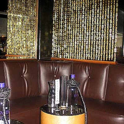 Gold metal curtains made for sultry decor.