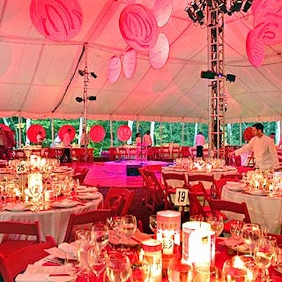 The tent was lined with red circles and also had red discs hanging from its ceiling. (Photo by Laurie Lambrecht)