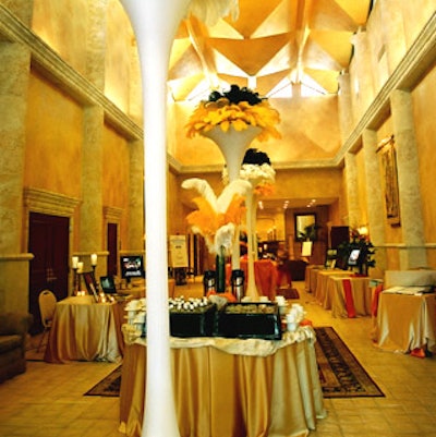 A La Carte Event Pavilion's foyer was adorned with feathers creating a fun, yet sophisticated look.