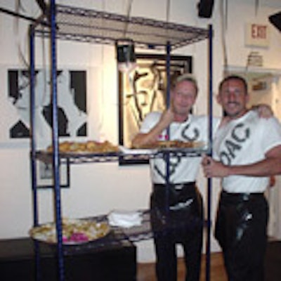 Hugh's Catering served food from a rolling metal cart, which was painted black, in keeping with the evening's theme.