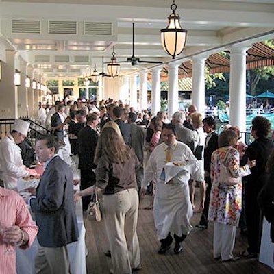 The Boathouse in Central Park's terrace was filled with guests at the Broadway in the Park reception for Senator Richard Shelby.