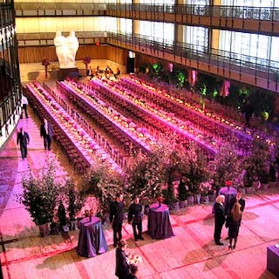 At the New York State Theater for the Republican Regents reception and dinner, four long dining tables from Party Rental Ltd. were arranged in a banquet style.