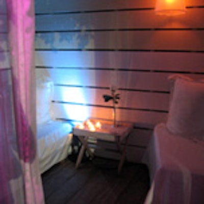 Cabanas lit with muted color were available to guests who sought privacy.