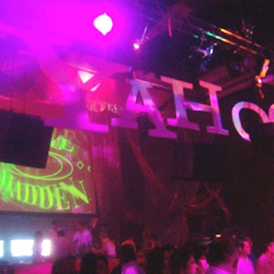 Sponsors' logos were projected onto walls and screens at the chic club.