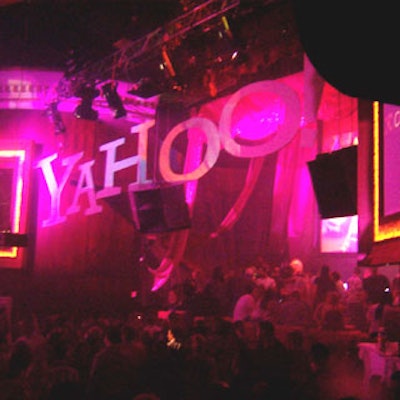 Yahoo's logo jutted out from the wall and looked suspended in the air.