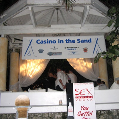 Wooden rest areas gave guests a chance to relax when they weren't gambling in the sand at Nikki Beach.