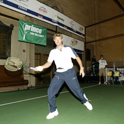 Tennis pro Juan Carlos Ferrero volleyed the ball inside Vanderbilt Hall.