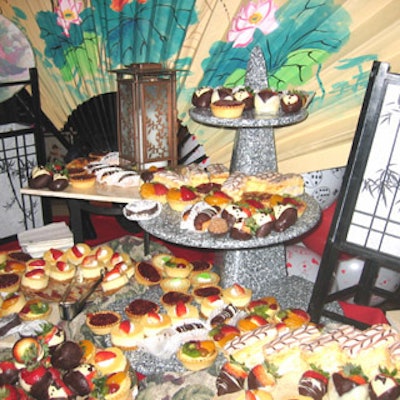 Tasty pastries from the Radisson Hotel Miami were arranged on a table adorned with Asian-inspired accents.