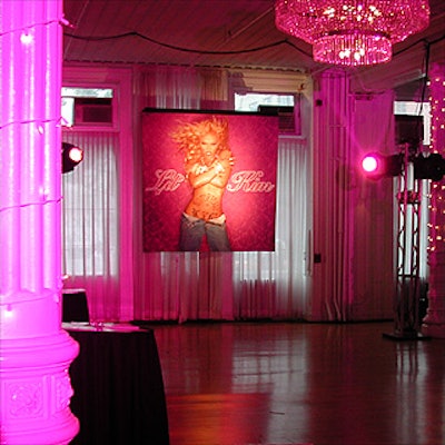 Lil' Kim's record release party at the Puck Building featured lighting design by Frost Lighting and photography by David LaChappelle blown up by Graphic Systems.