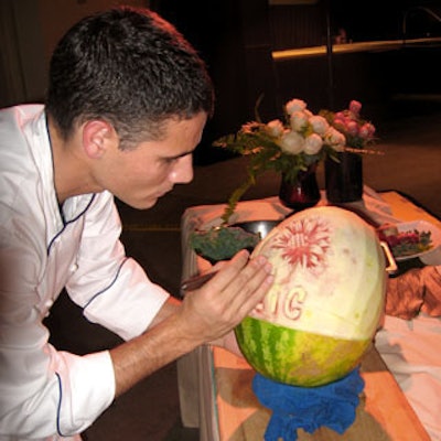 Bryan Lamblin carved a bouquet out of a watermelon during the appreciation dinner.