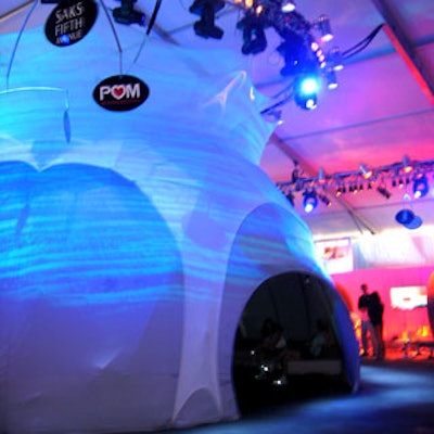 The tent with a domed ceiling that stood inside the main structure doubled as a panoramic video screen at the LoveMercedes Tour.