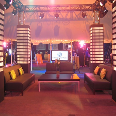 The interior of the tents showcased modern furniture groupings.