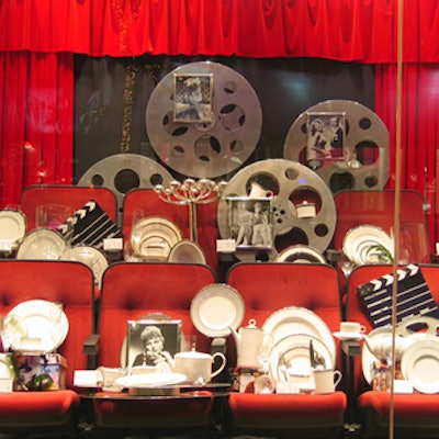 The use of oversize film reels and theatre seats created a truly unique display.
