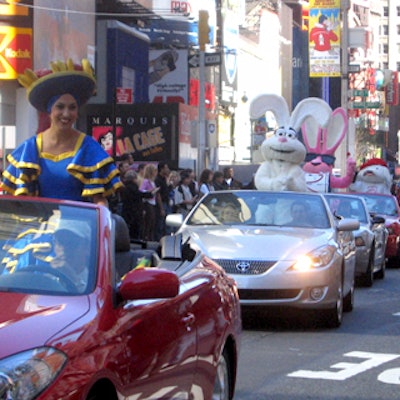 Chiquita Banana, Trix the rabbit, and the Energizer bunny cruised down Broadway.