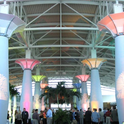 The white space and columns in Terminal 3 at Channelside served as an ideal backdrop for showcasing Premier Beverage Company's new logo at the Holiday Spirits, Packaging & Fine Wine Show.