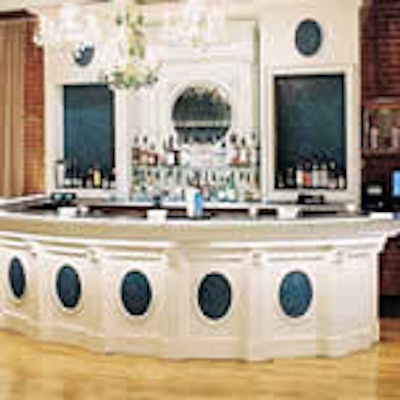 Crystal chandeliers accent the regal bar in the Crystal Room.