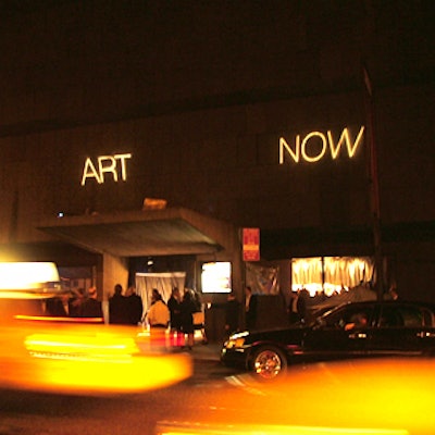 For the Whitney museum’s annual gala, Bentley Meeker projected the title for this year’s event, Now Art Now, on the facade of the building in white lights.