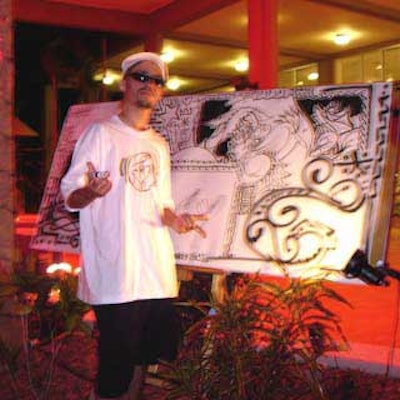 Graffiti Artist Jona kept the urban flavor going at the Source awards weekend kickoff party.