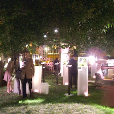 Silent-auction items were displayed on ancient Italian-esque pedestals, as well as on white, modern stands.
