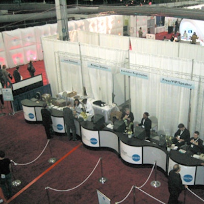 E-vents Registration staffed the curving registration counters at the BiZBash Event Style Show at Pier 94.