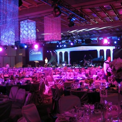 A large Grecian acropolis onstage created a dramatic backdrop.