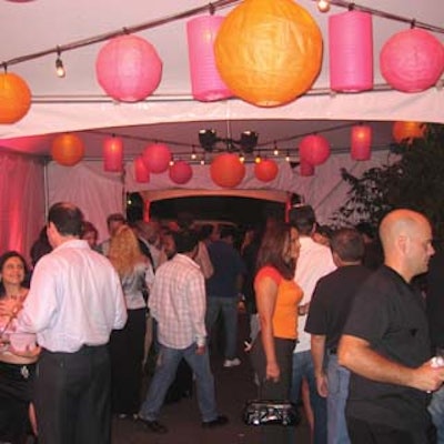 Orange and pink were used in everything from the lighting to the lanterns at Splashlight Studios.