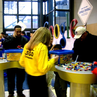 Tubs filled with Legos kept kids busy at Google's booth.