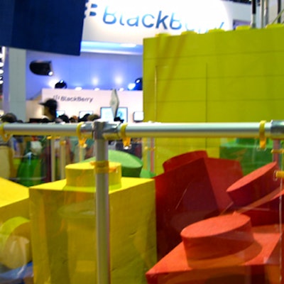 Giant foam Lego pieces represented the building blocks theme of the booth.