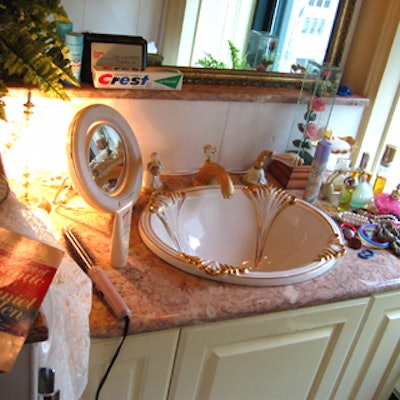 For the unique launch of Proctor & Gamble's Mr. Clean Magic Reach bathroom cleaning product at the Plaza Hotel, set decorator Donna Stamps staged four period bathrooms.