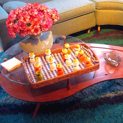 Laurence Craig created a wide array of themed nibbles including deviled eggs for the 50's vignette.
