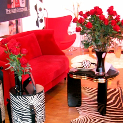 Blood red long-stem roses, animal prints, and dark furniture represented the 80's.