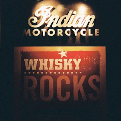 Dramatic graphics were used to highlight the LCBO whisky event at the Indian Motorcycle Club.