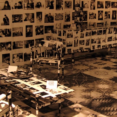Designer Bruce Mau's 'What Makes Us Wealthy' installation was a three-dimensional room set within the venue space completely designed in black and white images and media excerpts.