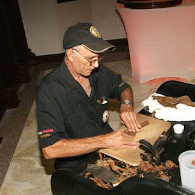 Perdomo Cigars' expert cigar-maker rolled smokes on site for guests.