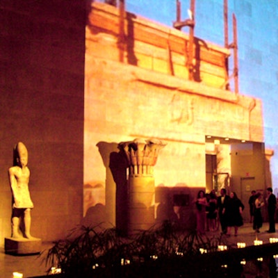 Scharff Weisberg projected old films of archeological footage from the 1920's against the space's large, blank east wall.