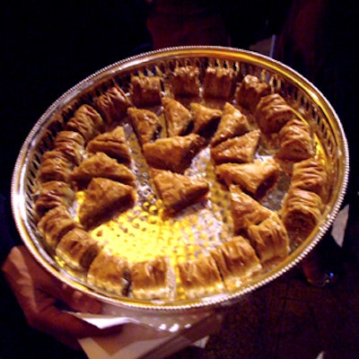 Restaurant Associates catered the northern African- and Middle Eastern-inspired all-dessert menu, including baklava and ultra-rich truffle-filled chocolates.