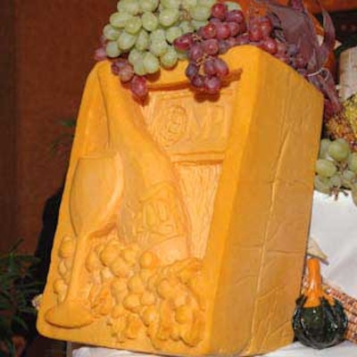 The Seminole Hard Rock's catering crew carved a decorative block of cheese for the 2004 Chefs' Challenge welcome reception.