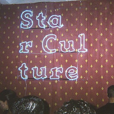 Dazed & Confused put a neon sign with the title of the mag's new book, Star Culture, above the bar, which was sponsored by the House of Courvoisier.