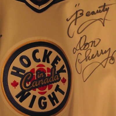 A hockey jersey autographed by Don Cherry was auctioned off during the Seasons of Comfort and Joy gala held at Liberty Grand to raise money for Rose Cherry's Home for Kids.