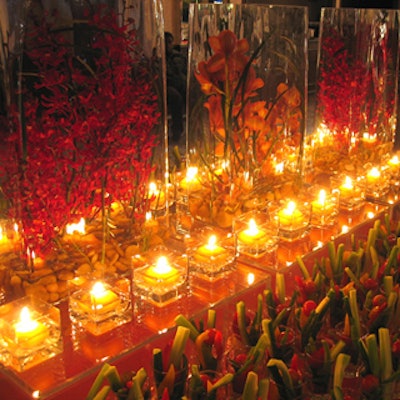 Candles illuminated the food stations spruced up by glass and floral arrangements at the gala fund-raiser for the Baycrest Centre for Geriatric Care at the Sheraton Centre Toronto.
