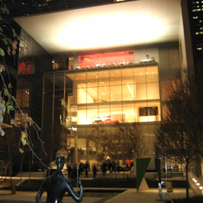 The restored Abby Aldrich Rockefeller Garden was a popular spot to take in the view of the new building’s exterior. Target’s red lounge space glowed from the fifth floor.