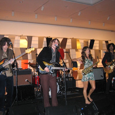 British rock band the Zutons performed in the museum’s enormous sixth-floor contemporary art space.