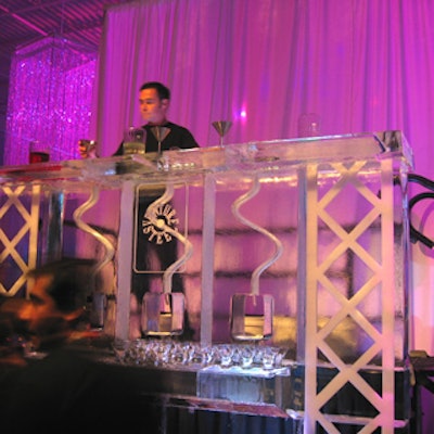 Guests were served frosty cocktails from a raised ice bar.