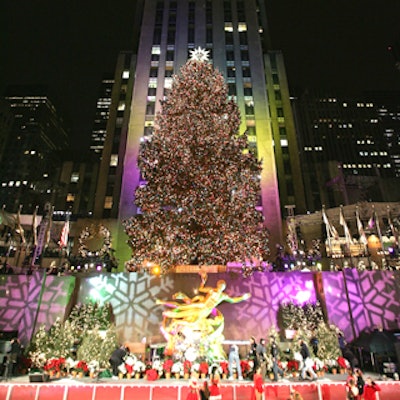 The annual tree lighting ceremony at Rockefeller Center was produced for television by Trans World International and managed by property owner Tishman Speyer.