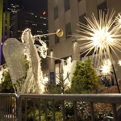 Wire angel figures lined the Channel Garden.