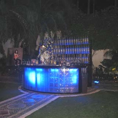 This bar, featuring the 'Ginseng Fling,' was awash in blue lights and had bottles of Grey Goose lining the back wall.