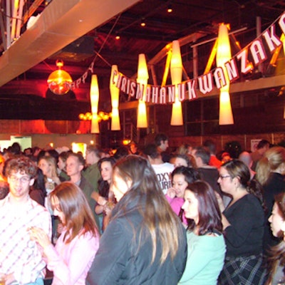 At the Roxy for Virgin Mobile’s Chrismahanukwanzakah promotional party, Mylar garlands spelled out the brand’s campaign.