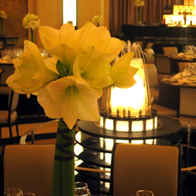 Earthworks' pale floral bundles added a special touch to tables at Baker McKenzie's holiday party at the Carlu.