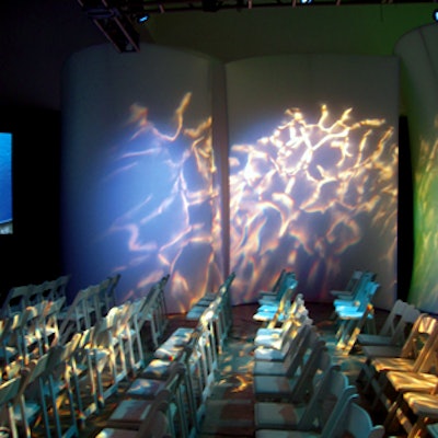 Fabric walls from Pink Inc. provided a blank canvas for projections of water images.